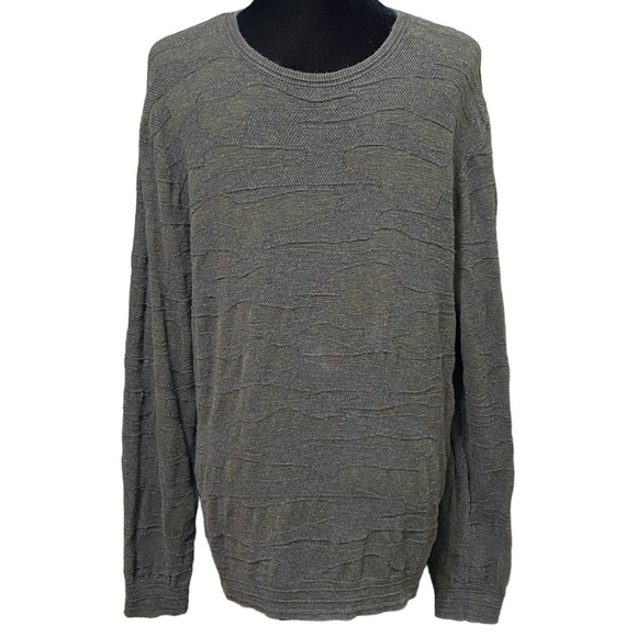 Lucky Brand Olive Textured Knit Sweater Medium 90s Grunge Pullover Crew - Picture 1 of 7